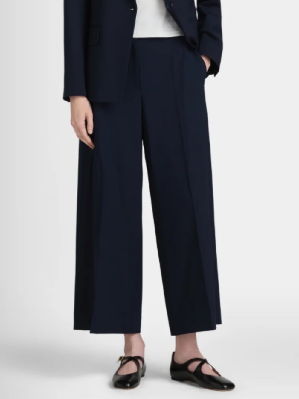 Club Monaco Wide Leg Borrem Pant in Navy | Size 2 (Professionally Tailored)